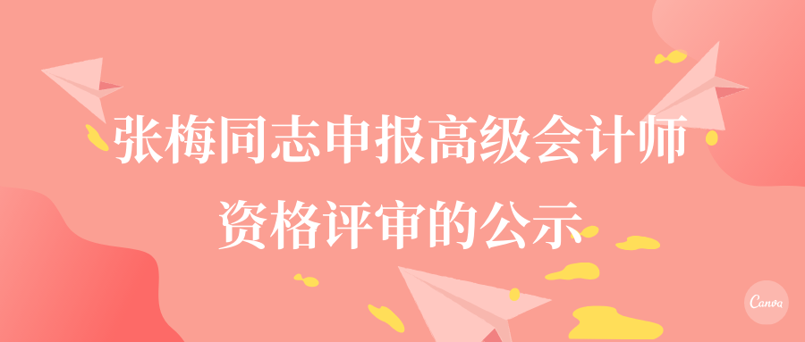 張梅同志申報高級會計師資格評審的公示